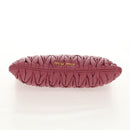 Miu Miu Matelasse Clutch Bag Leather Pink Gold Auth 155408V-7