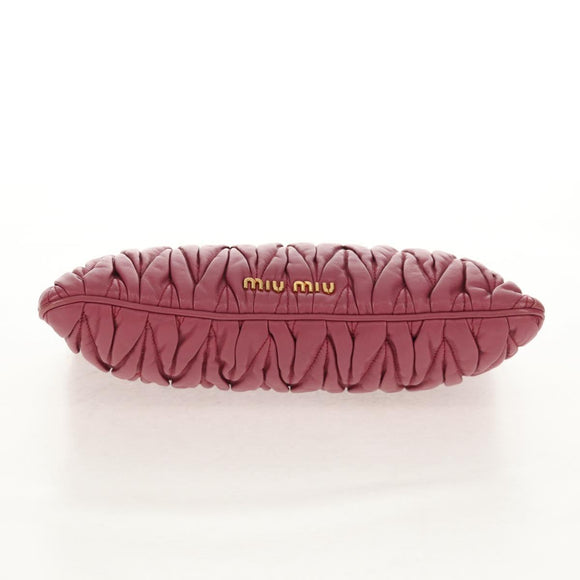Miu Miu Matelasse Clutch Bag Leather Pink Gold Auth 155408V