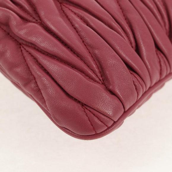 Miu Miu Matelasse Clutch Bag Leather Pink Gold Auth 155408V