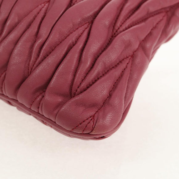 Miu Miu Matelasse Clutch Bag Leather Pink Gold Auth 155408V