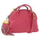 FENDI Shoulder Pouch Leather 2way Pink Gold Auth 155409-1