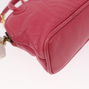FENDI Shoulder Pouch Leather 2way Pink Gold Auth 155409-14