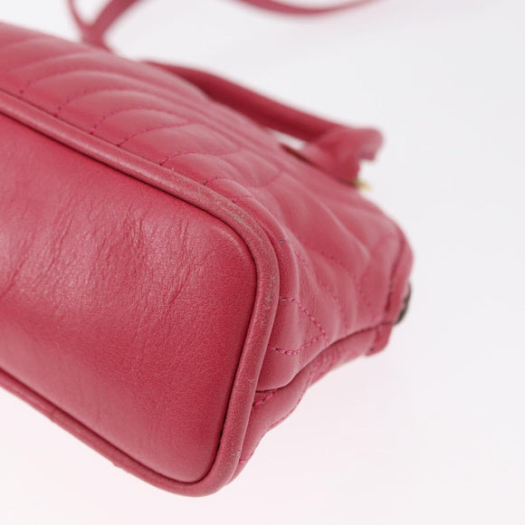 FENDI Shoulder Pouch Leather 2way Pink Gold Auth 155409