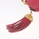 FENDI Shoulder Pouch Leather 2way Pink Gold Auth 155409-16