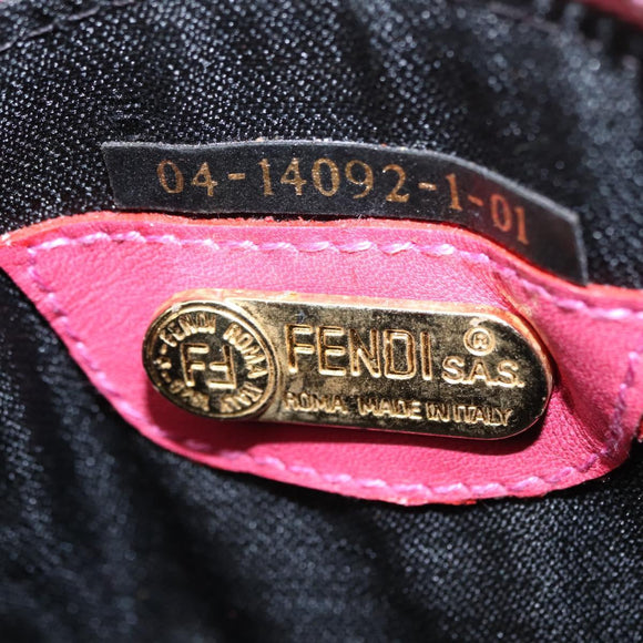 FENDI Shoulder Pouch Leather 2way Pink Gold Auth 155409