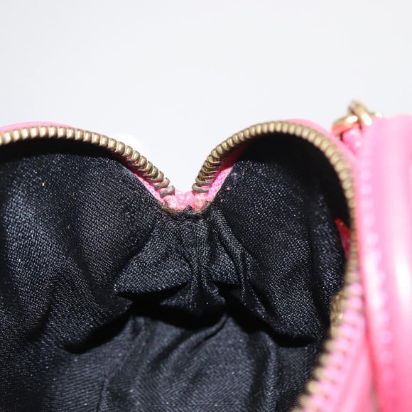 FENDI Shoulder Pouch Leather 2way Pink Gold Auth 155409