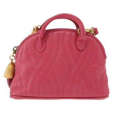 FENDI Shoulder Pouch Leather 2way Pink Gold Auth 155409 - 0