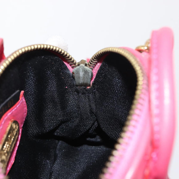 FENDI Shoulder Pouch Leather 2way Pink Gold Auth 155409