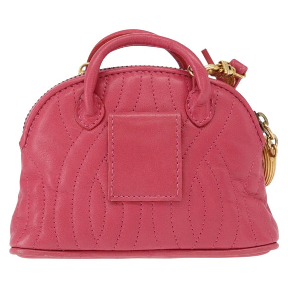 FENDI Shoulder Pouch Leather 2way Pink Gold Auth 155409