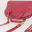 FENDI Shoulder Pouch Leather 2way Pink Gold Auth 155409-6