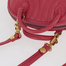 FENDI Shoulder Pouch Leather 2way Pink Gold Auth 155409-7