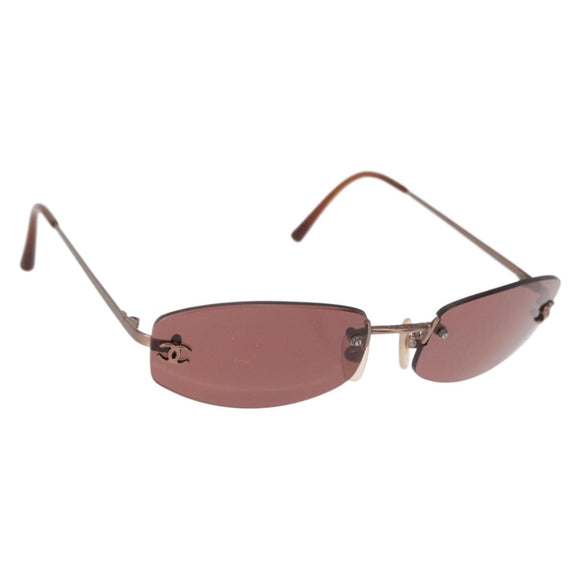 CHANEL Sunglasses Metal Brown 4002 CC Auth 155411