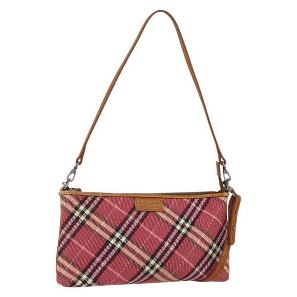 BURBERRY Nova Check Blue Label Shoulder Pouch Canvas 2way Beige Auth 155413