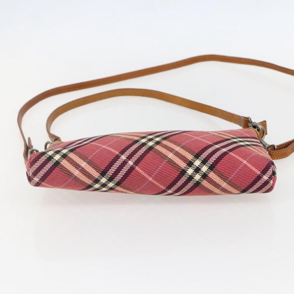 BURBERRY Nova Check Blue Label Shoulder Pouch Canvas 2way Beige Auth 155413