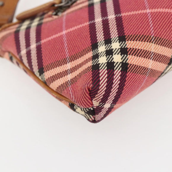 BURBERRY Nova Check Blue Label Shoulder Pouch Canvas 2way Beige Auth 155413