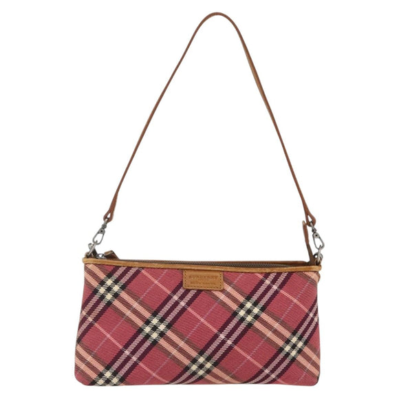 BURBERRY Nova Check Blue Label Shoulder Pouch Canvas 2way Beige Auth 155413