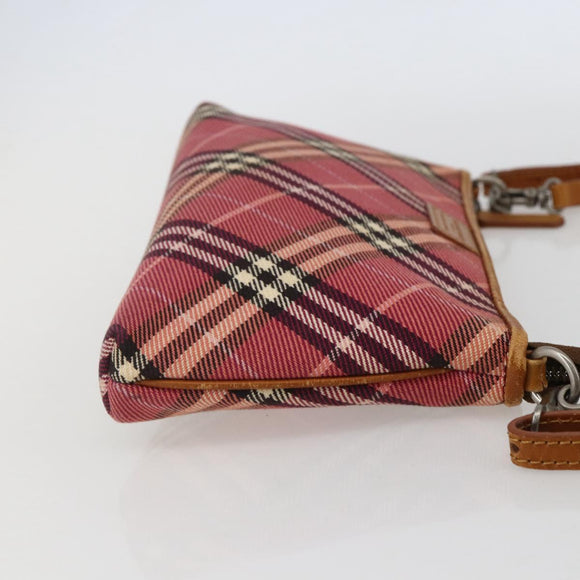BURBERRY Nova Check Blue Label Shoulder Pouch Canvas 2way Beige Auth 155413