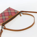 BURBERRY Nova Check Blue Label Shoulder Pouch Canvas 2way Beige Auth 155413-7