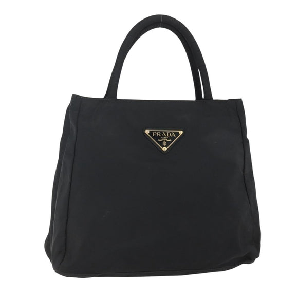 PRADA Hand Bag Nylon Black Silver Auth 155414