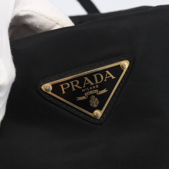 PRADA Hand Bag Nylon Black Silver Auth 155414