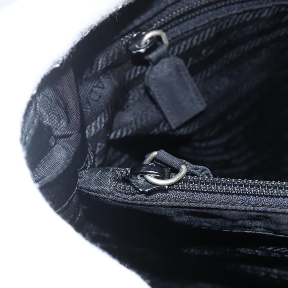 PRADA Hand Bag Nylon Black Silver Auth 155414