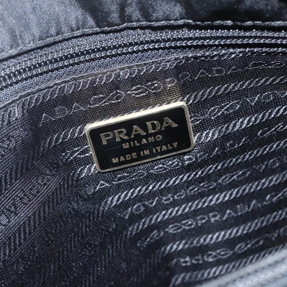 PRADA Hand Bag Nylon Black Silver Auth 155414