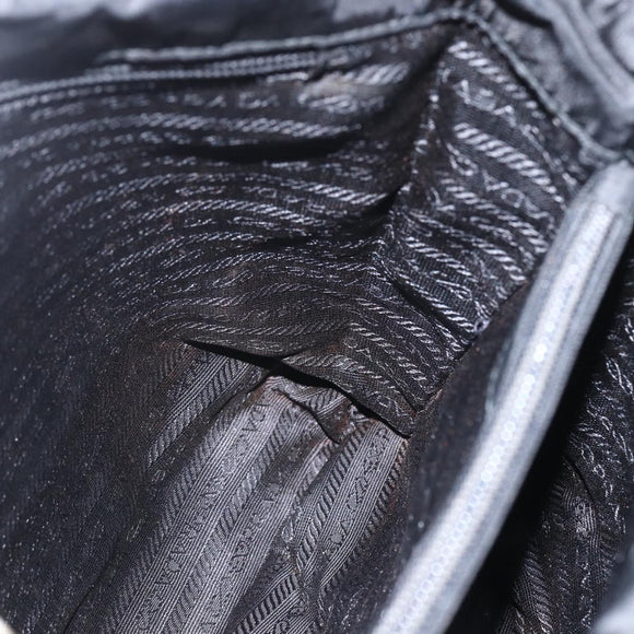 PRADA Hand Bag Nylon Black Silver Auth 155414