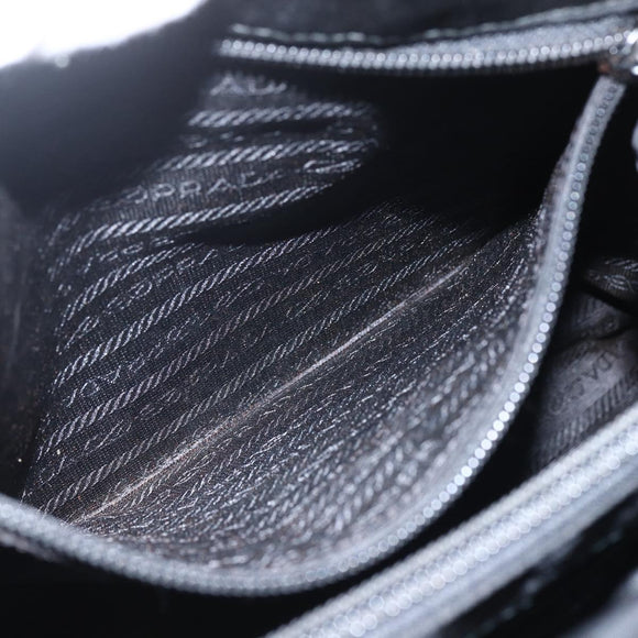 PRADA Hand Bag Nylon Black Silver Auth 155414