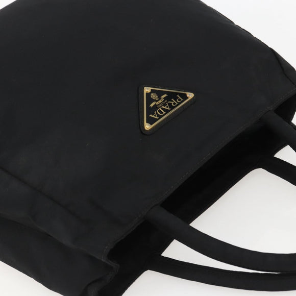 PRADA Hand Bag Nylon Black Silver Auth 155414
