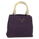 PRADA Hand Bag Nylon Metal Purple Gold Auth 155415-1