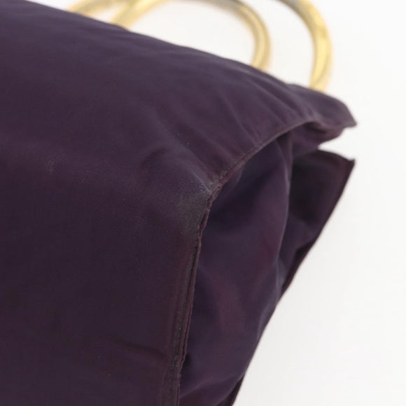 PRADA Hand Bag Nylon Metal Purple Gold Auth 155415