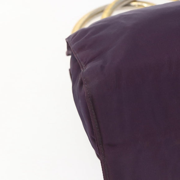 PRADA Hand Bag Nylon Metal Purple Gold Auth 155415