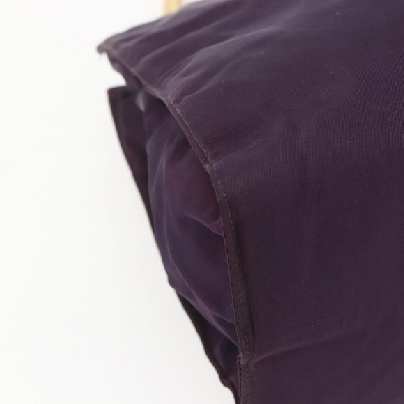 PRADA Hand Bag Nylon Metal Purple Gold Auth 155415