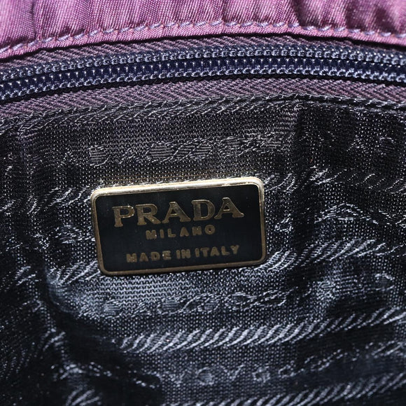PRADA Hand Bag Nylon Metal Purple Gold Auth 155415