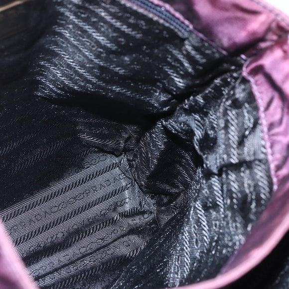 PRADA Hand Bag Nylon Metal Purple Gold Auth 155415