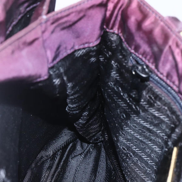 PRADA Hand Bag Nylon Metal Purple Gold Auth 155415
