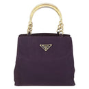 PRADA Hand Bag Nylon Metal Purple Gold Auth 155415-13