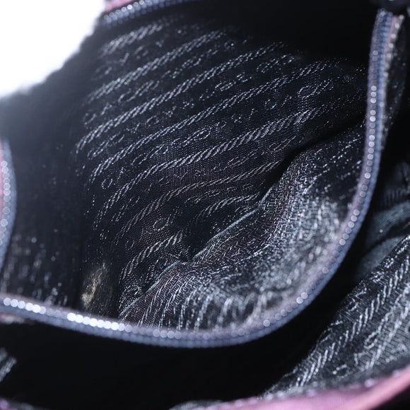 PRADA Hand Bag Nylon Metal Purple Gold Auth 155415