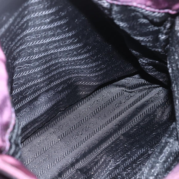 PRADA Hand Bag Nylon Metal Purple Gold Auth 155415