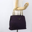 PRADA Hand Bag Nylon Metal Purple Gold Auth 155415-23