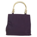 PRADA Hand Bag Nylon Metal Purple Gold Auth 155415-2