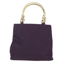 PRADA Hand Bag Nylon Metal Purple Gold Auth 155415 - 0