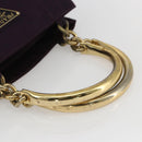 PRADA Hand Bag Nylon Metal Purple Gold Auth 155415-7