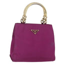 PRADA Hand Bag Nylon Metal Purple Gold Auth 155416-1
