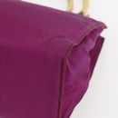 PRADA Hand Bag Nylon Metal Purple Gold Auth 155416-9
