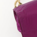 PRADA Hand Bag Nylon Metal Purple Gold Auth 155416-14
