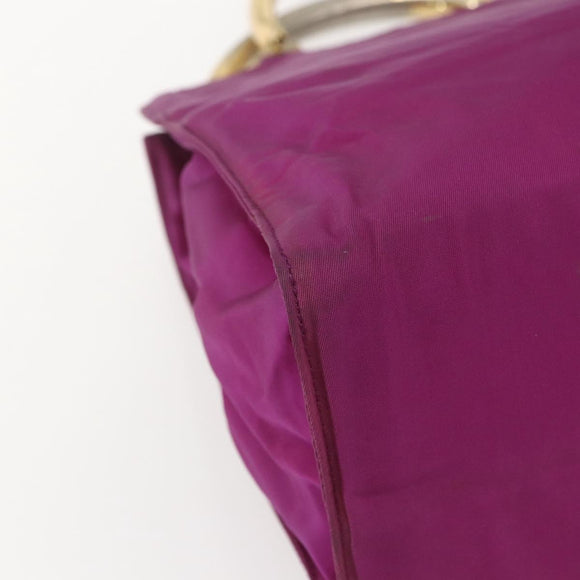 PRADA Hand Bag Nylon Metal Purple Gold Auth 155416