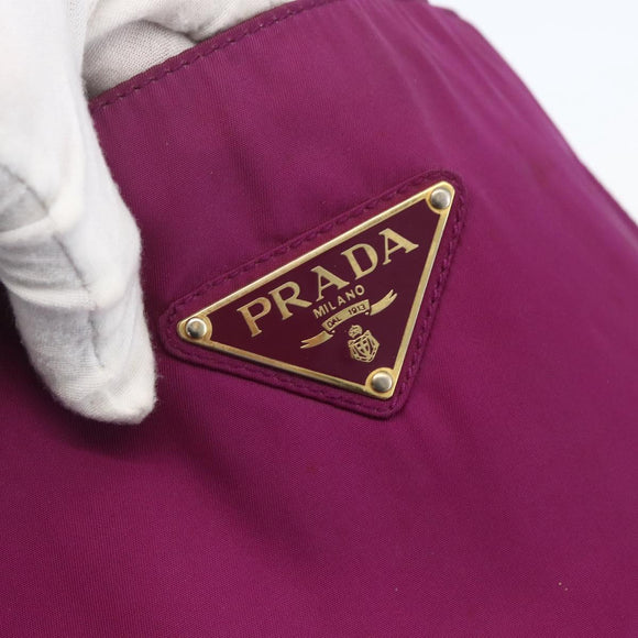 PRADA Hand Bag Nylon Metal Purple Gold Auth 155416