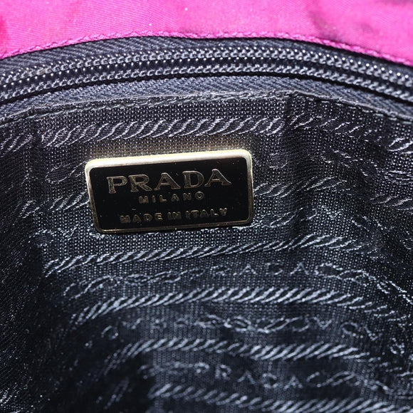 PRADA Hand Bag Nylon Metal Purple Gold Auth 155416