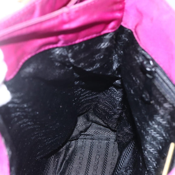 PRADA Hand Bag Nylon Metal Purple Gold Auth 155416